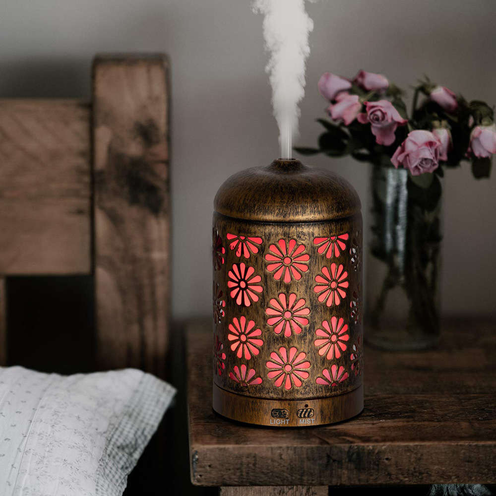 200ml Ultrasonic Metal Essential Oil Diffuser with 7 Color Changing Lights