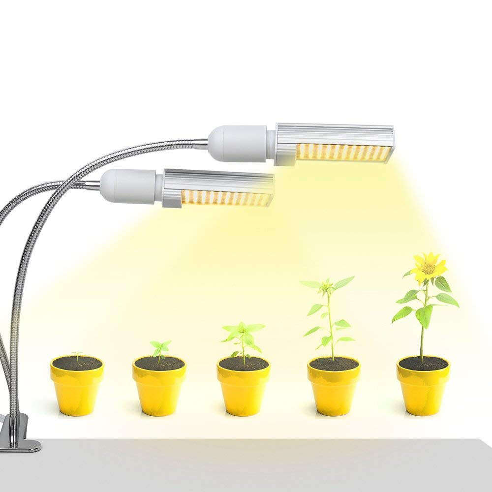 Dual Head 45W Led Sunlike Full Spectrum Plant Grow Light with Auto Timer