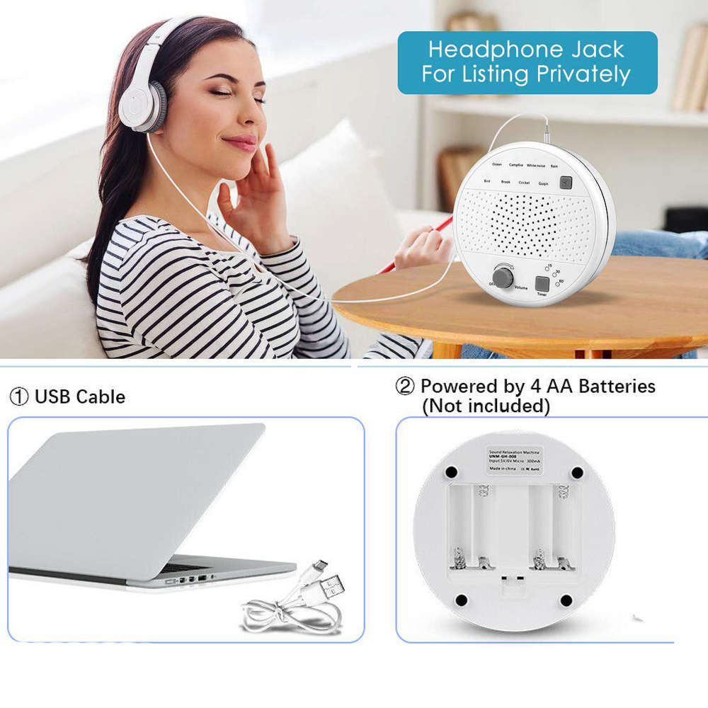 8 Soothing Sounds Therapy USB Voice Record Sleep White Noise Machine