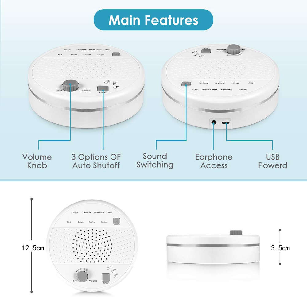 8 Soothing Sounds Therapy USB Voice Record Sleep White Noise Machine