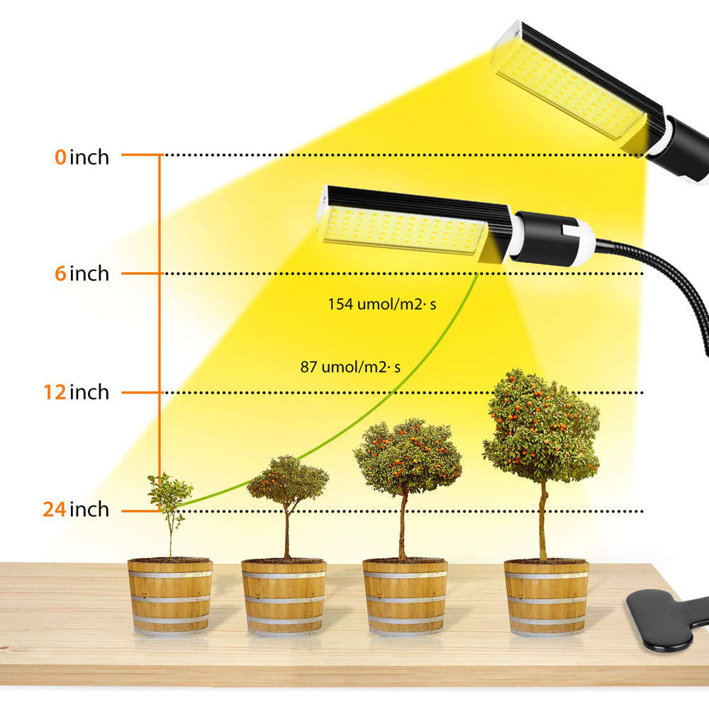 Black Dual Head Led Sunlike Full Spectrum Plant Grow Light with Auto Timer