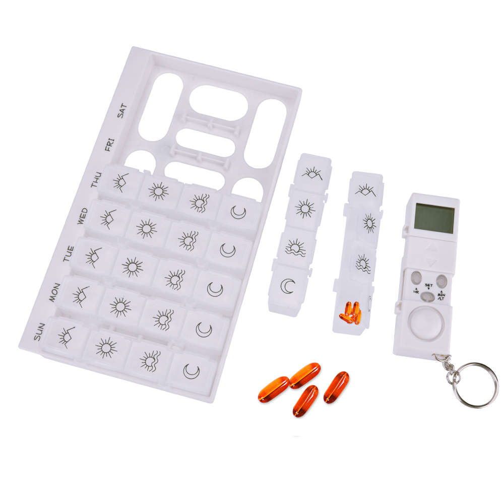 28 Grids 7 Days Pill Box Medicine Pill Case LED Timer Reminder-White