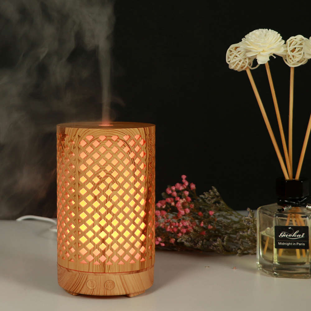 200ml Wood Grain Ultrasonic Humidifier Aroma Diffuser