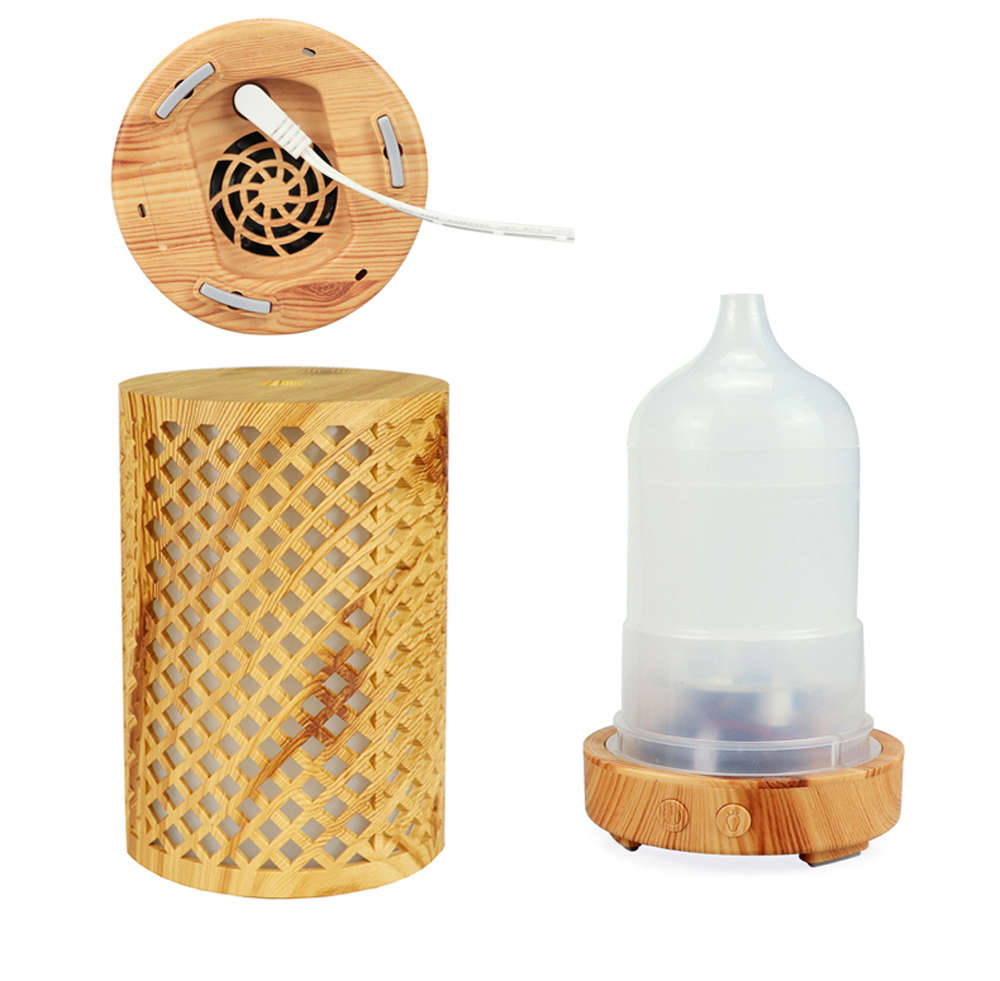 200ml Wood Grain Ultrasonic Humidifier Aroma Diffuser