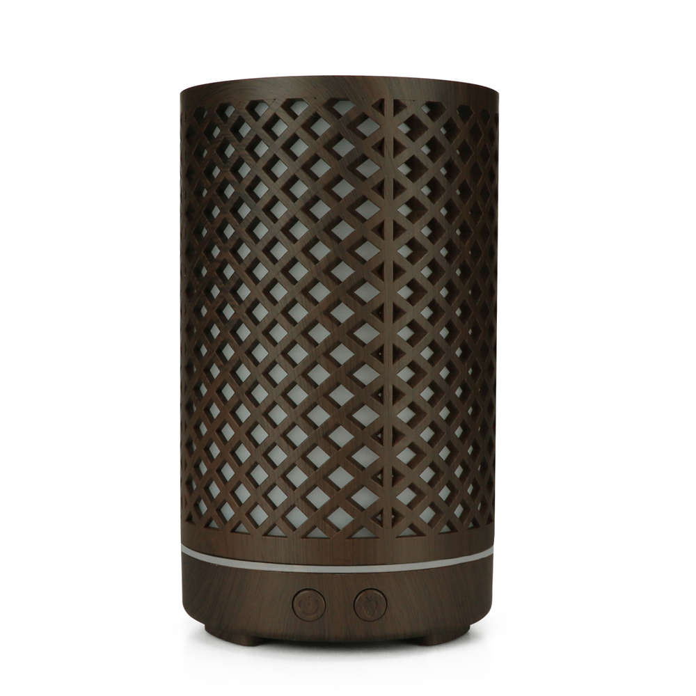 200ml Wood Grain Ultrasonic Humidifier Aroma Diffuser-Dark Wood