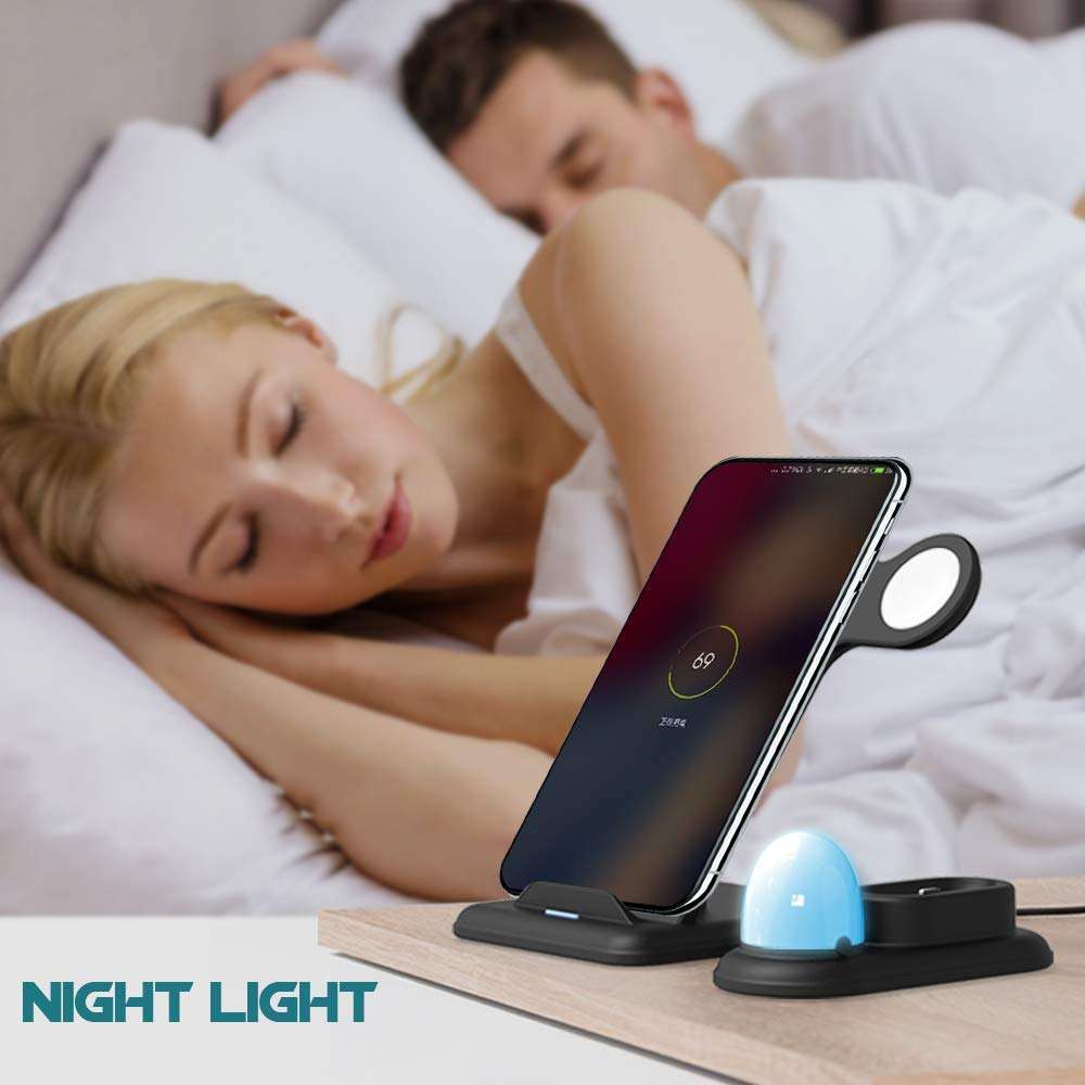 4 in 1 Wireless Charger Fast Charging Station With Night Light