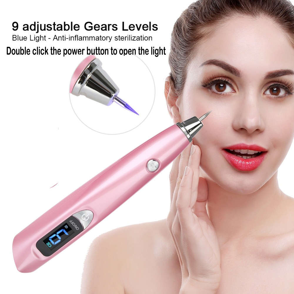 9 Grades USB Portable Freckle Spot Mole Removal Pen with LED Light-Pink