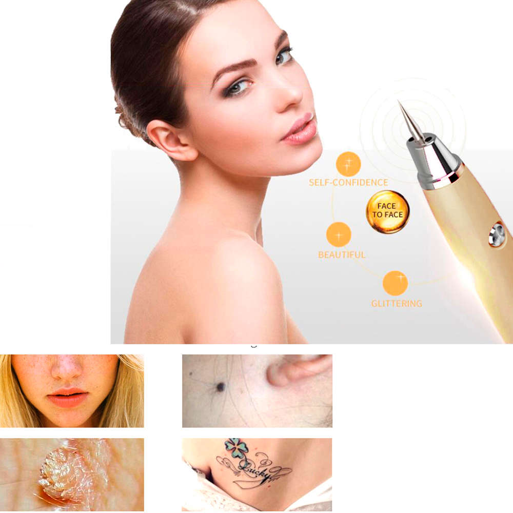 9 Grades USB Portable Freckle Spot Mole Removal Pen with LED Light-Golden