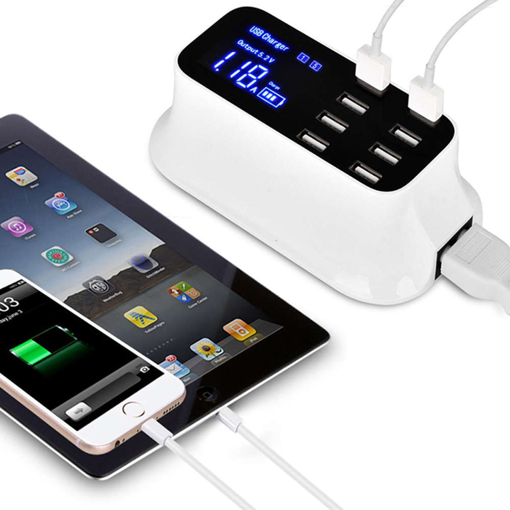 40W LED Display 8 Port USB Charger Station HUB For iPhone Samsung