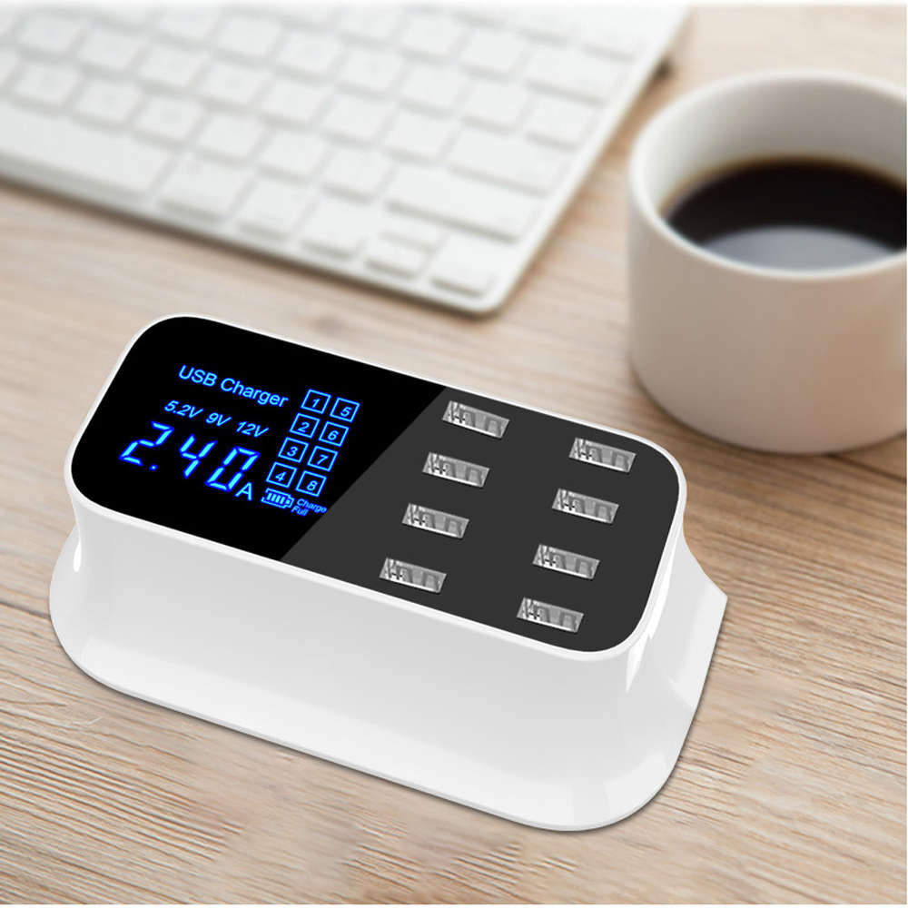 40W LED Display 8 Port USB Charger Station HUB For iPhone Samsung
