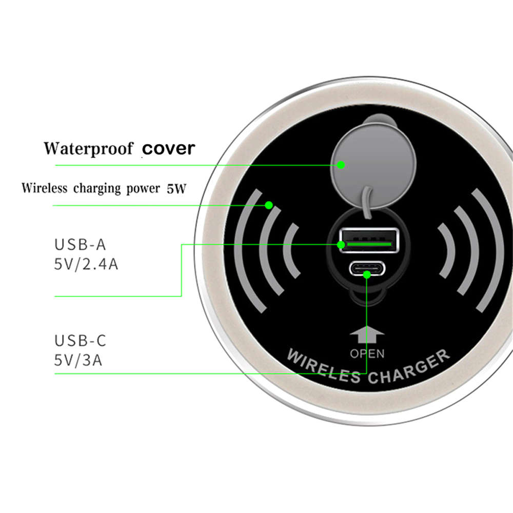 Desktop Embedded 10W Qi Fast Wireless Charger with USB Port