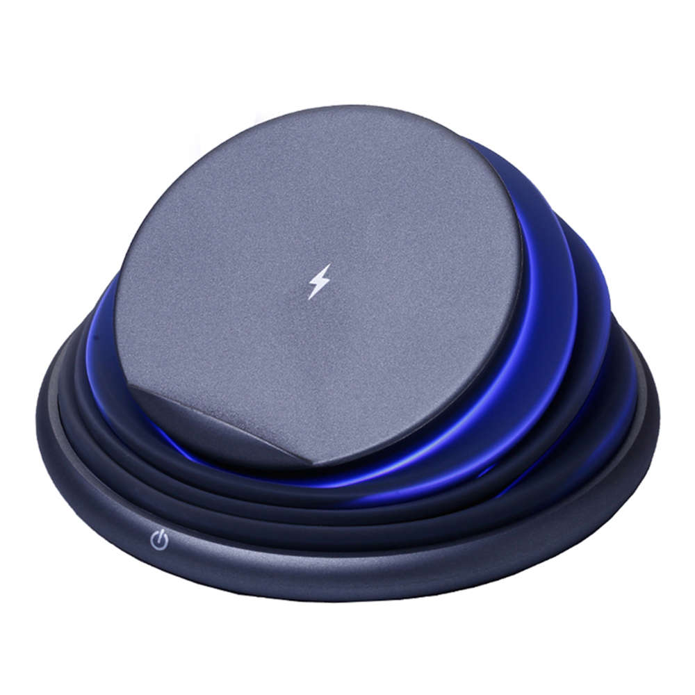 Adjustable 2 in 1 Qi Wireless Charger Pad with Colorful LED Light