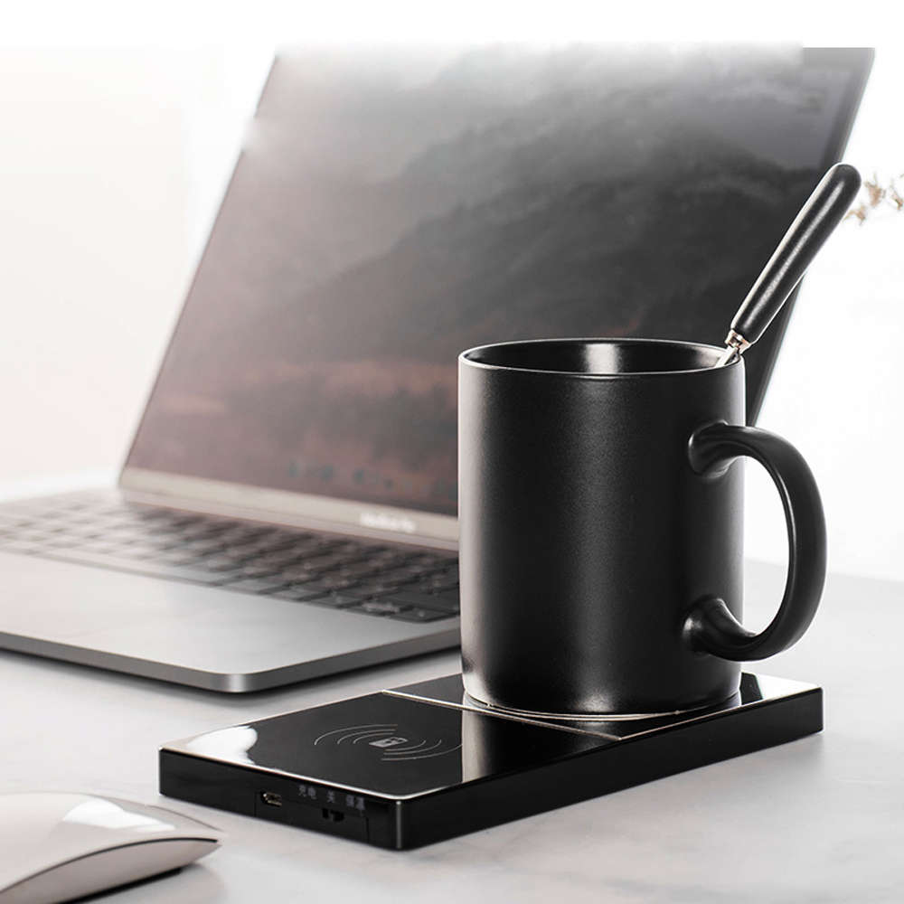 2 In 1 Heating Mug Cup Warmer Electric Wireless Charger for Home Office