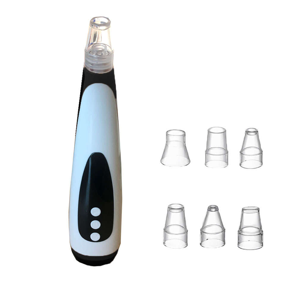 LED light blackhead remover pore vacuum cleaner with hot compress - black
