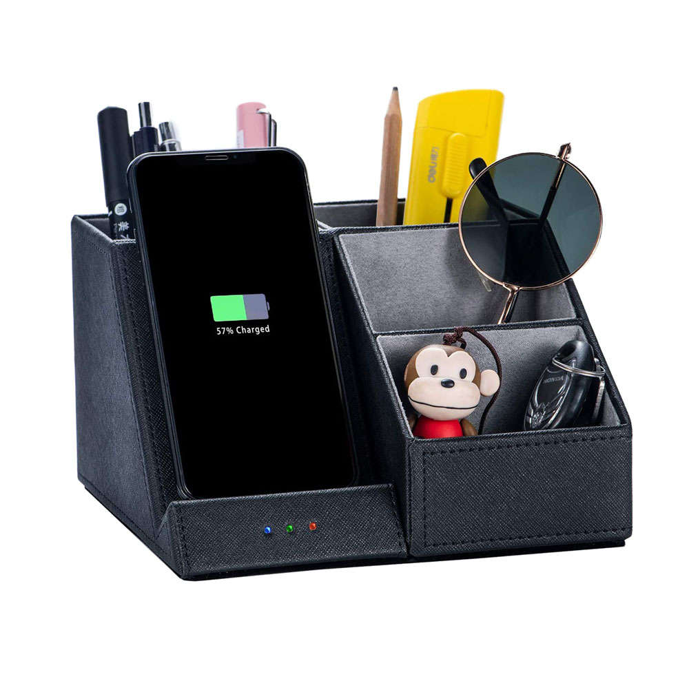 Multi-Function Wireless Charger Desk Organizer Pen Holder