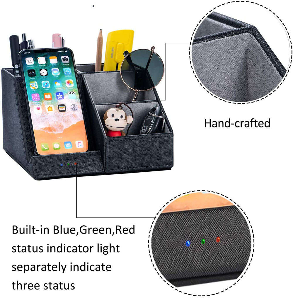Multi-Function Wireless Charger Desk Organizer Pen Holder