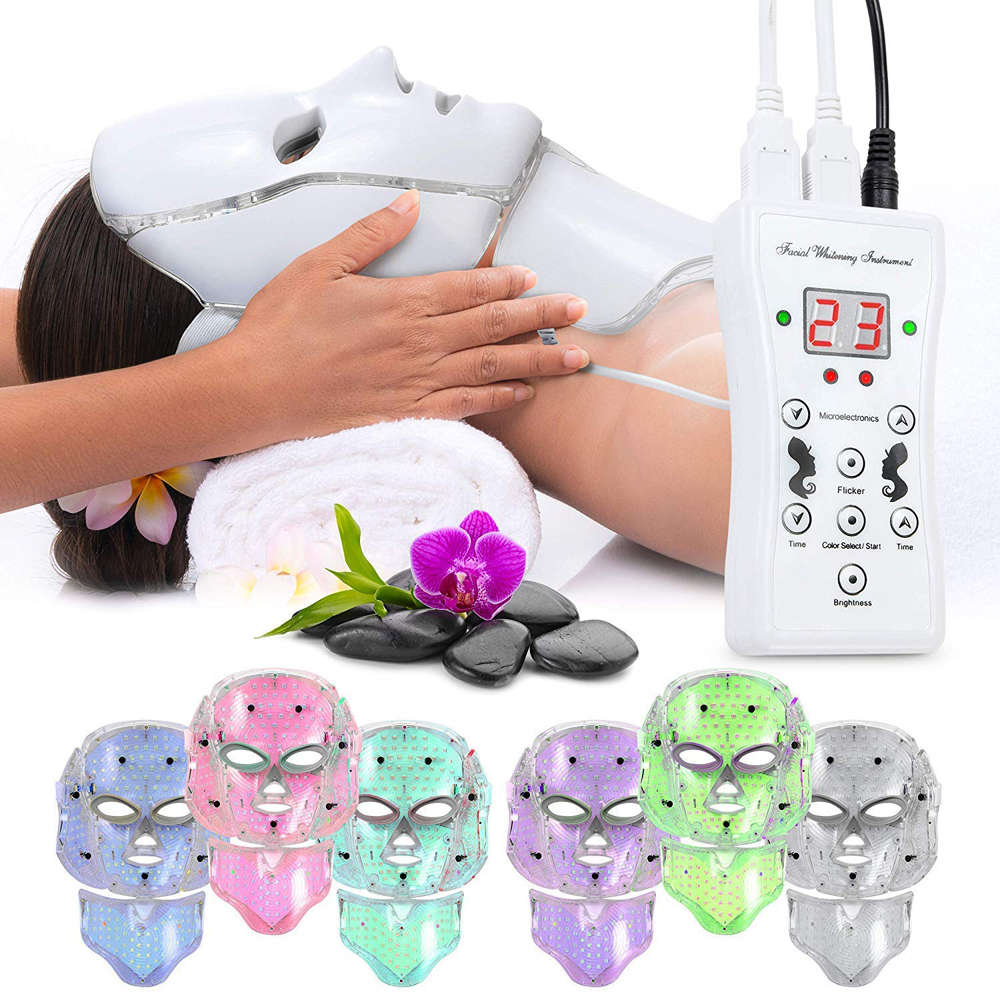 7 Color Electric Therapy LED Face Neck Mask For Healthy Skin Rejuvenation