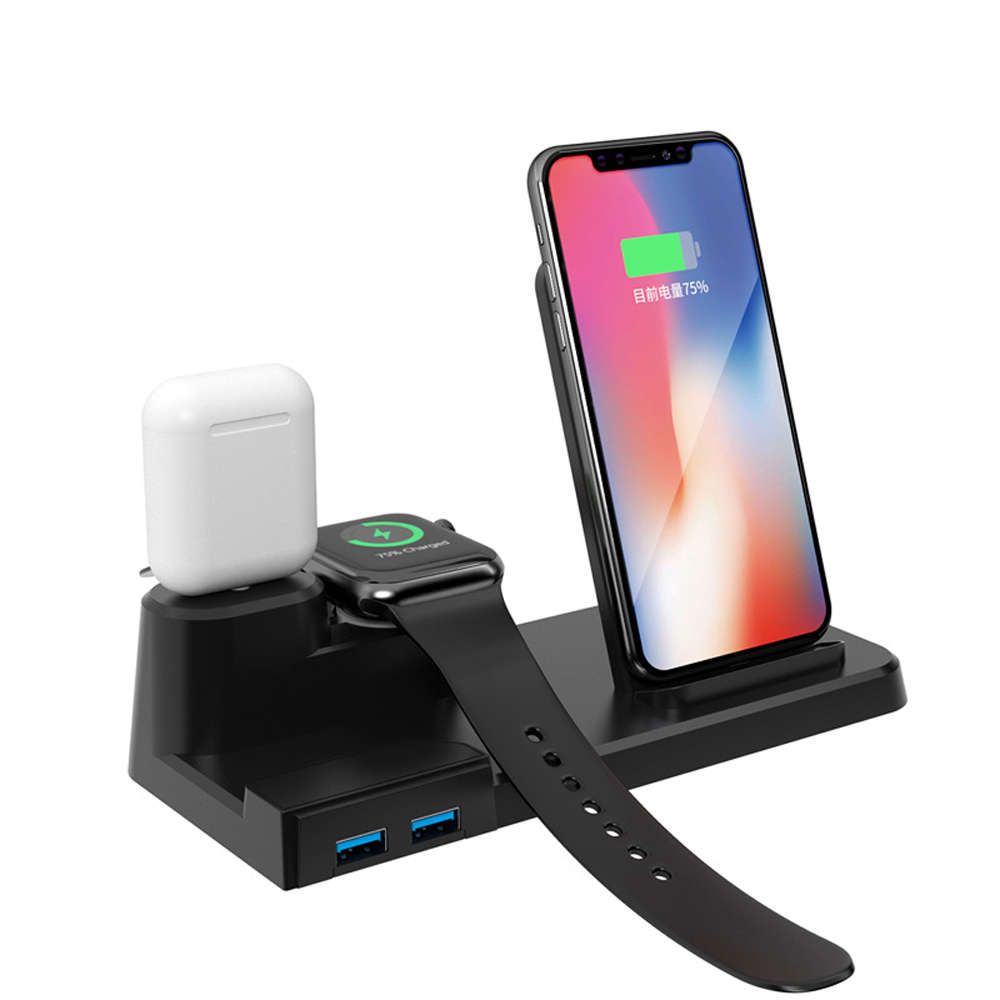 3 in 1  Qi Wireless Charger Dock Station For iPhone Airpods Apple Watch
