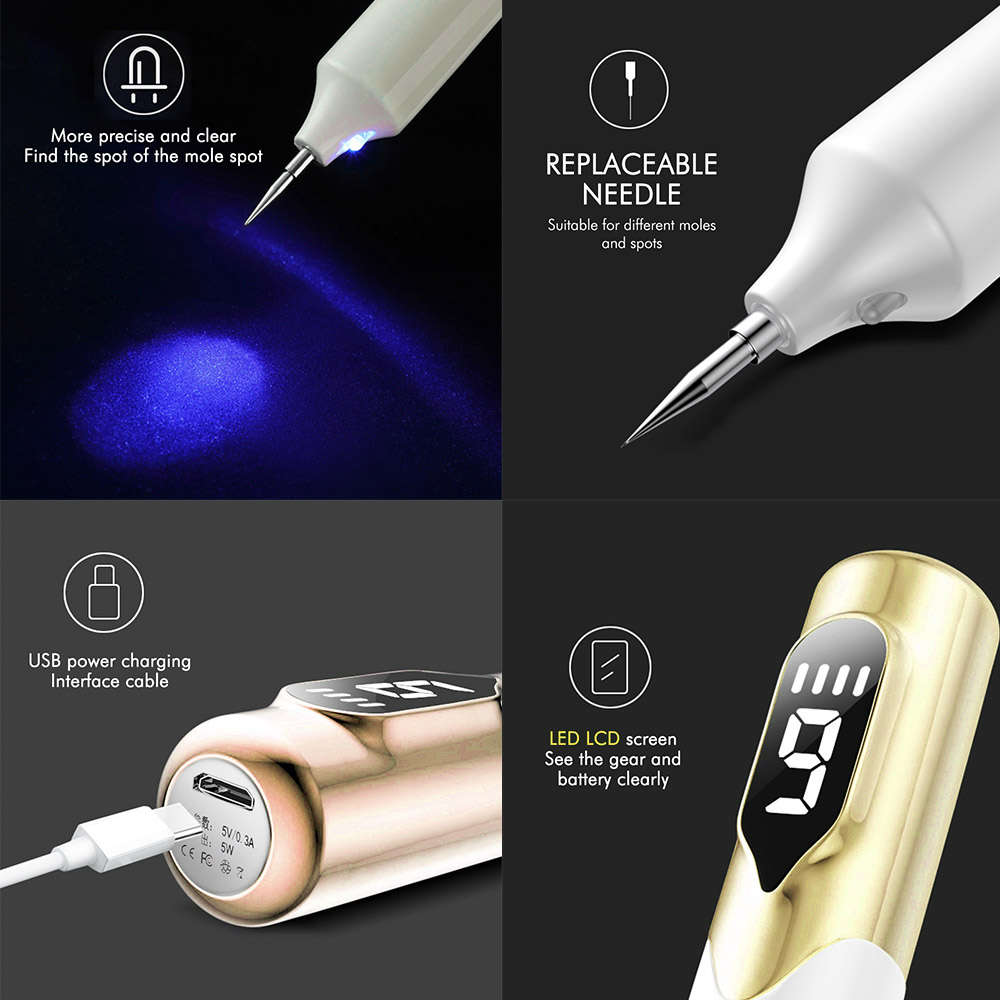 LCD Plasma Pen Laser Tattoo Mole Freckle Corns Removal Machine-Golden