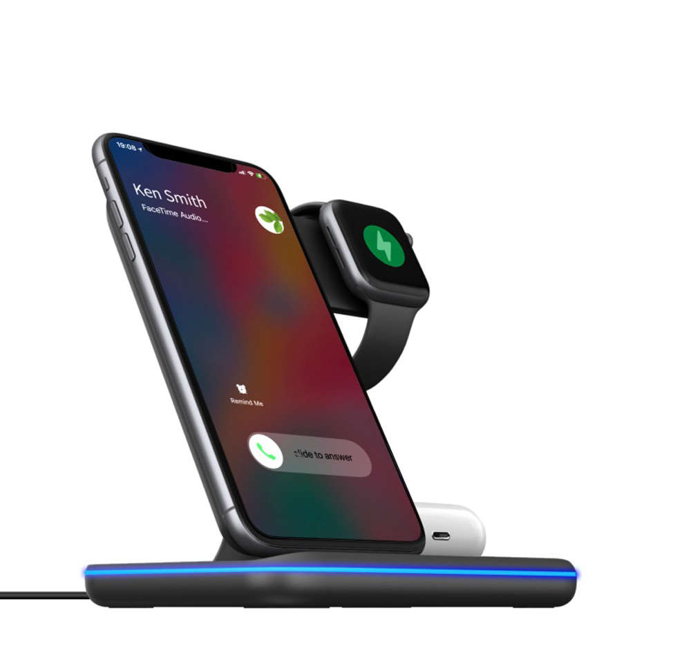 3 in 1 Qi Wireless Charger Charging Dock Station for iPhone Samsung