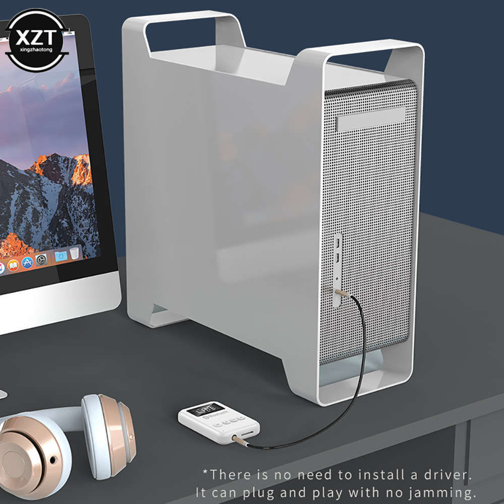 Bluetooth 5.0 Receiver Transmitter Wireless Music Adapter For PC Car-White