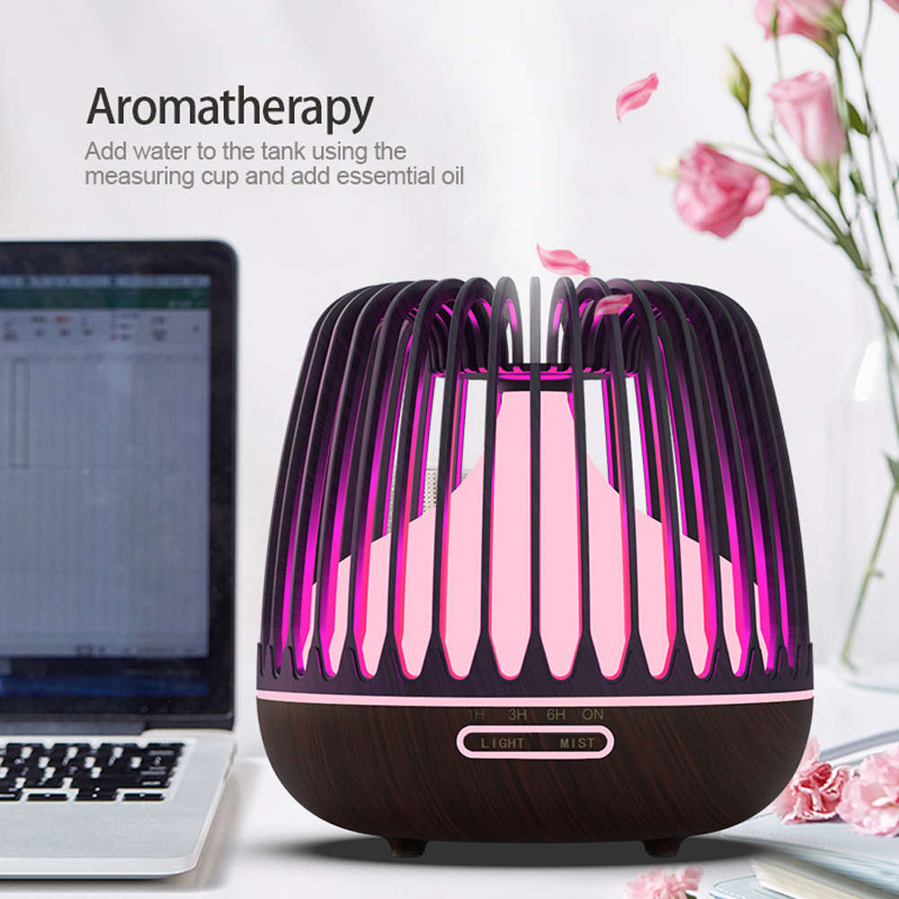 500ML Wood Grain 7 Color Changing Aroma Diffuser Air Humidifier