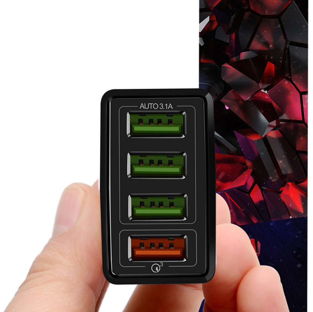 QC3.0 Fast Quick Charge 4 USB Ports Hub Wall Charger EU Plug-Black