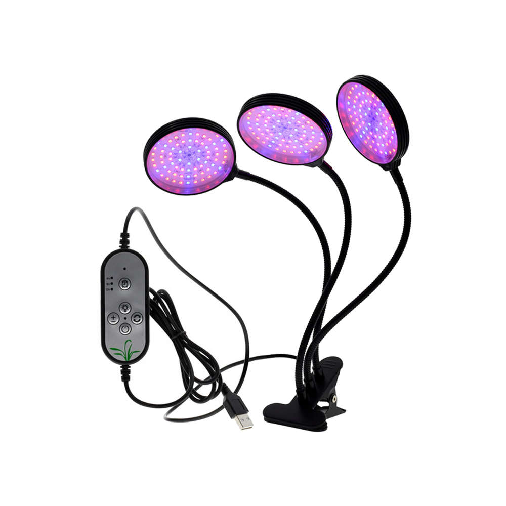 USB 360-Degree Rotary 3 Head Clip Holder Full Spectrum LED Grow Light