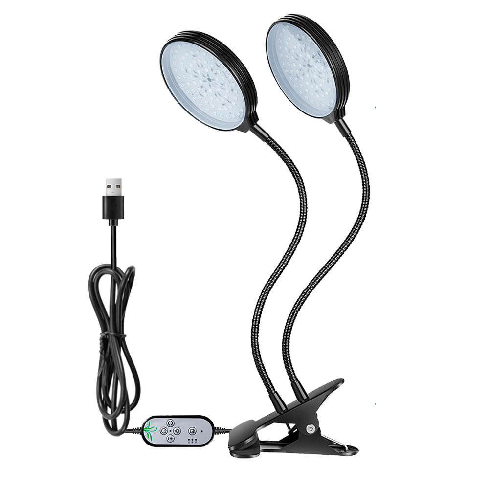USB 360-Degree Rotary 2 Head Clip Holder Full Spectrum LED Grow Light