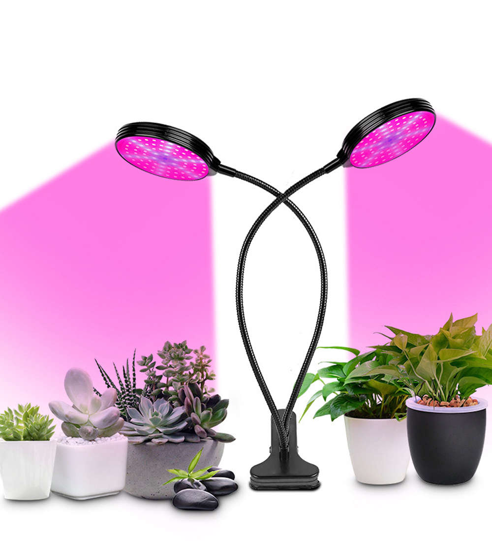 USB 360-Degree Rotary 2 Head Clip Holder Full Spectrum LED Grow Light