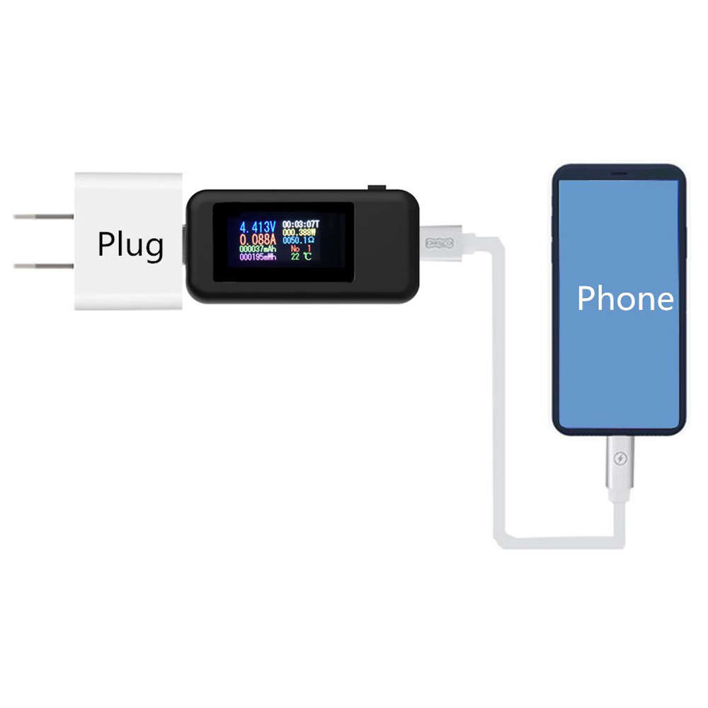 10 in 1 USB Colourful LCD Multifunction Voltmeter Current Tester