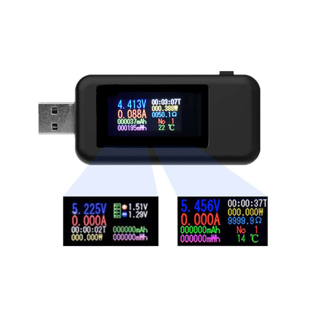 10 in 1 USB Colourful LCD Multifunction Voltmeter Current Tester