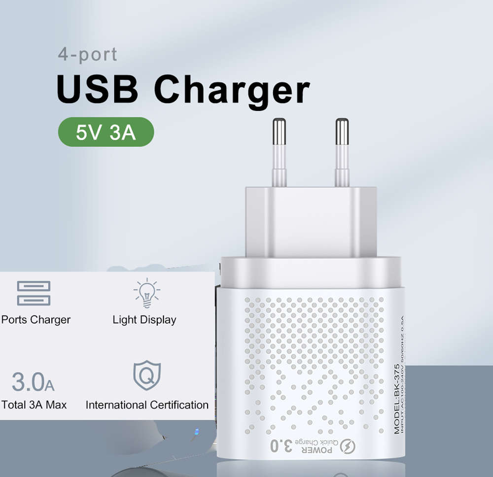 Quick Charge 3.0 USB Charger 4 Ports Fast Charging Wall Charger