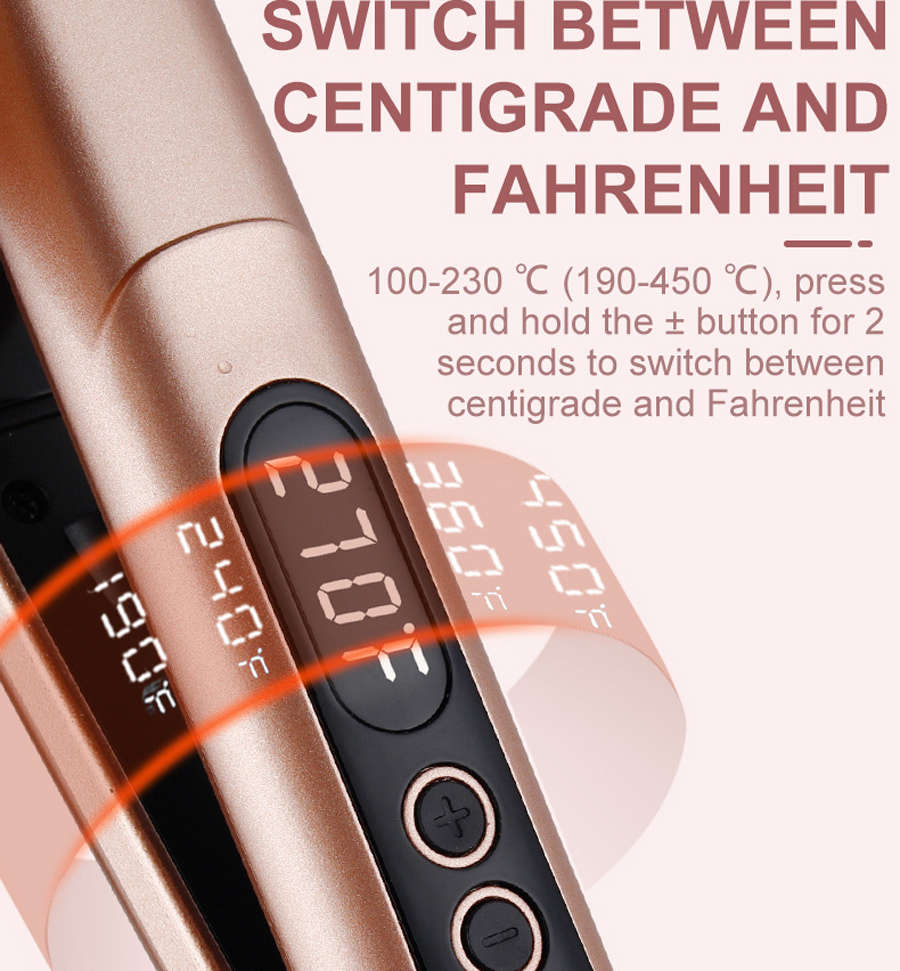 2 in 1 LCD Display Ceramic Hair Straightener Curling Iron