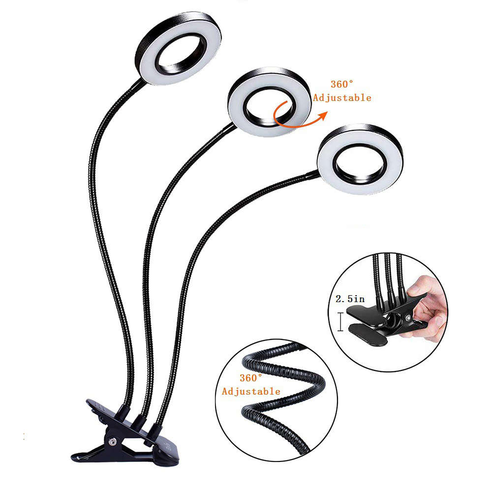 360-Degree Rotary 3 Head Clip Holder Full Spectrum LED Grow Light