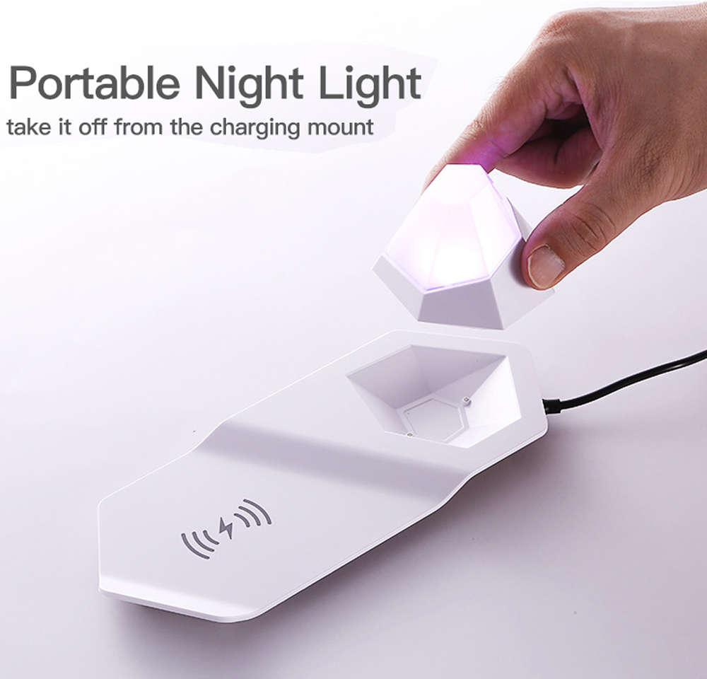 2 In 1 Bedside Wireless Fast Charger with Removable LED Night Light