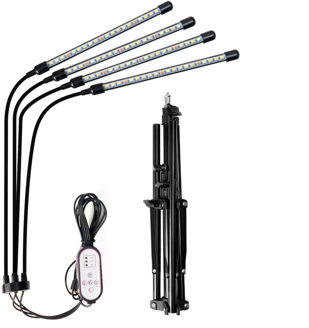 Full Spectrum 4 Head LED Plant Grow Light with Adjustable Tripod Stand