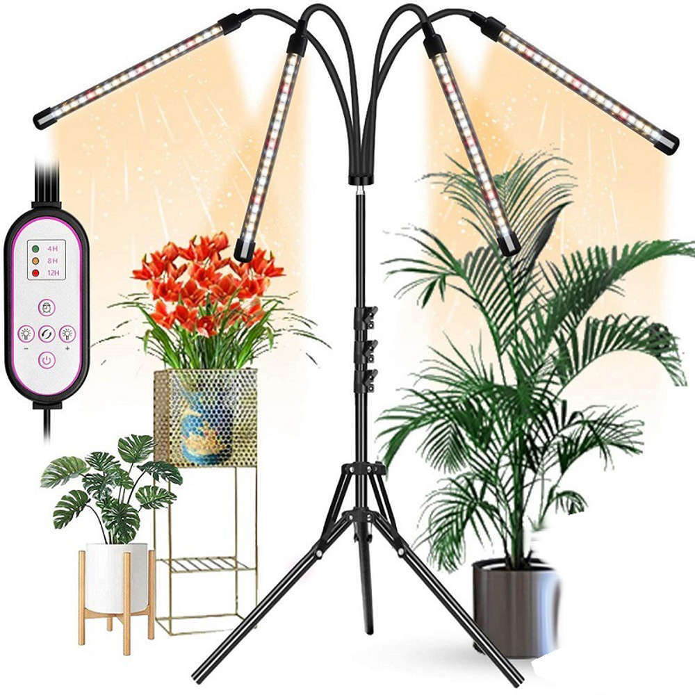 Full Spectrum 4 Head LED Plant Grow Light with Adjustable Tripod Stand