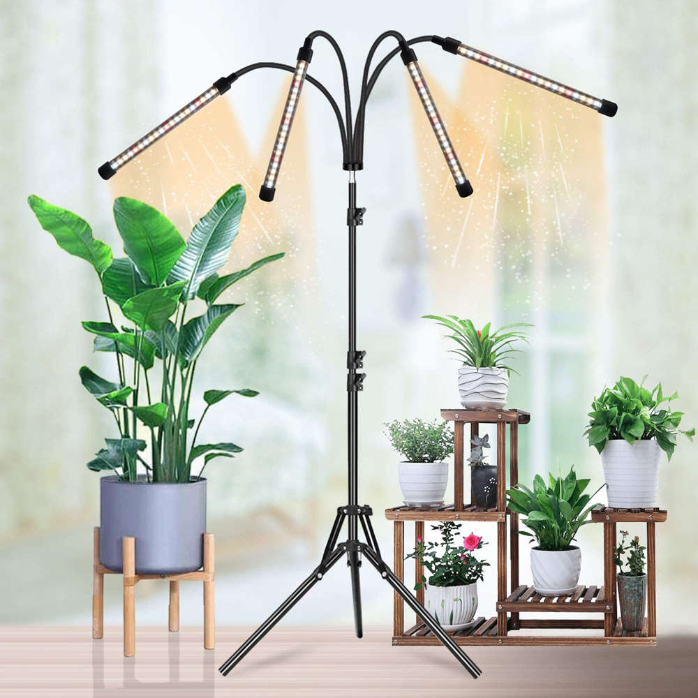 Full Spectrum 4 Head LED Plant Grow Light with Adjustable Tripod Stand