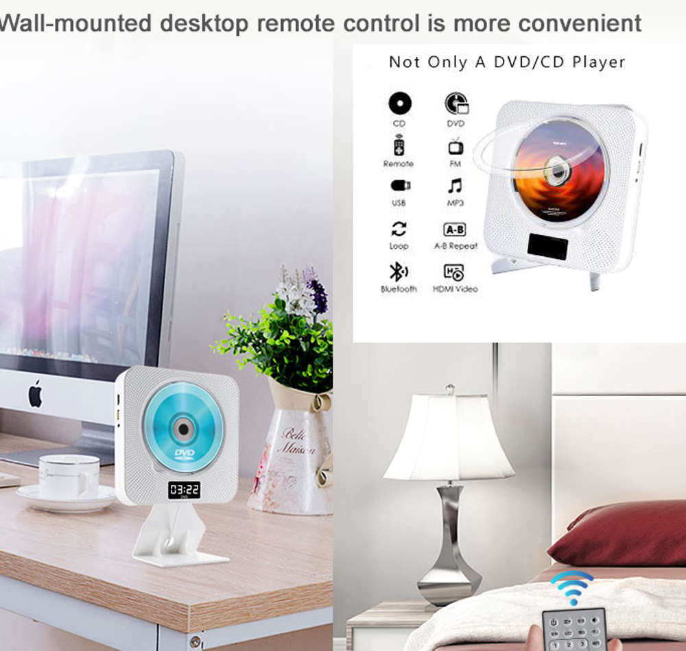 Wall Mounted Bluetooth CD Player LED Display Multifunction HDMI DVD Player