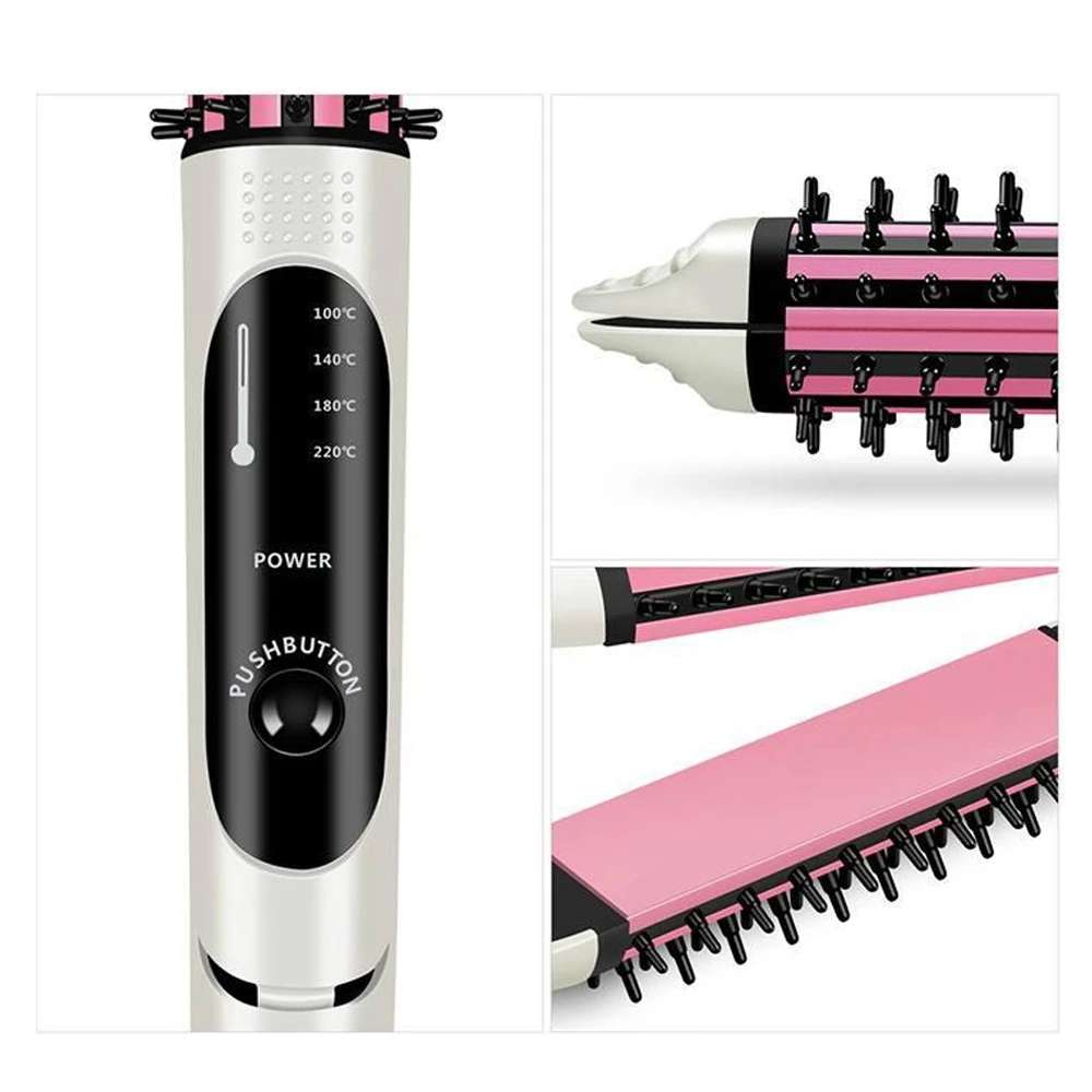 2 in 1 Hair curler Brush Electric straightening Iron-White