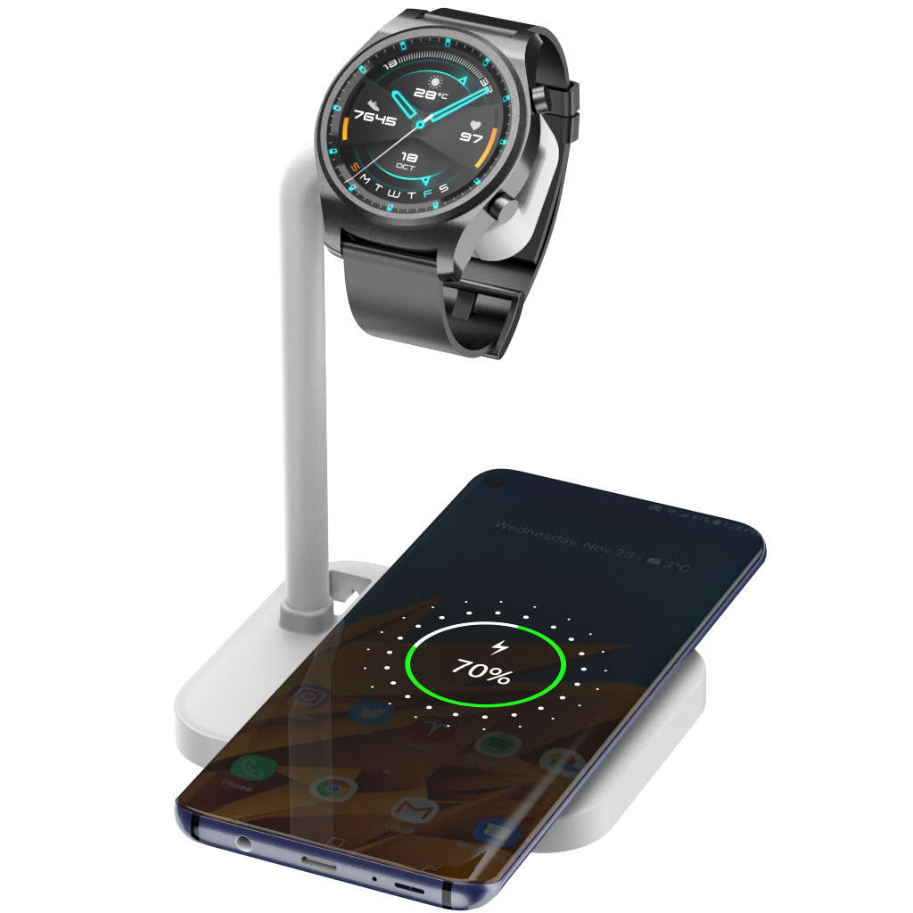 2 in 1 Universal Wireless Charging Dock Station Wireless Charger-White
