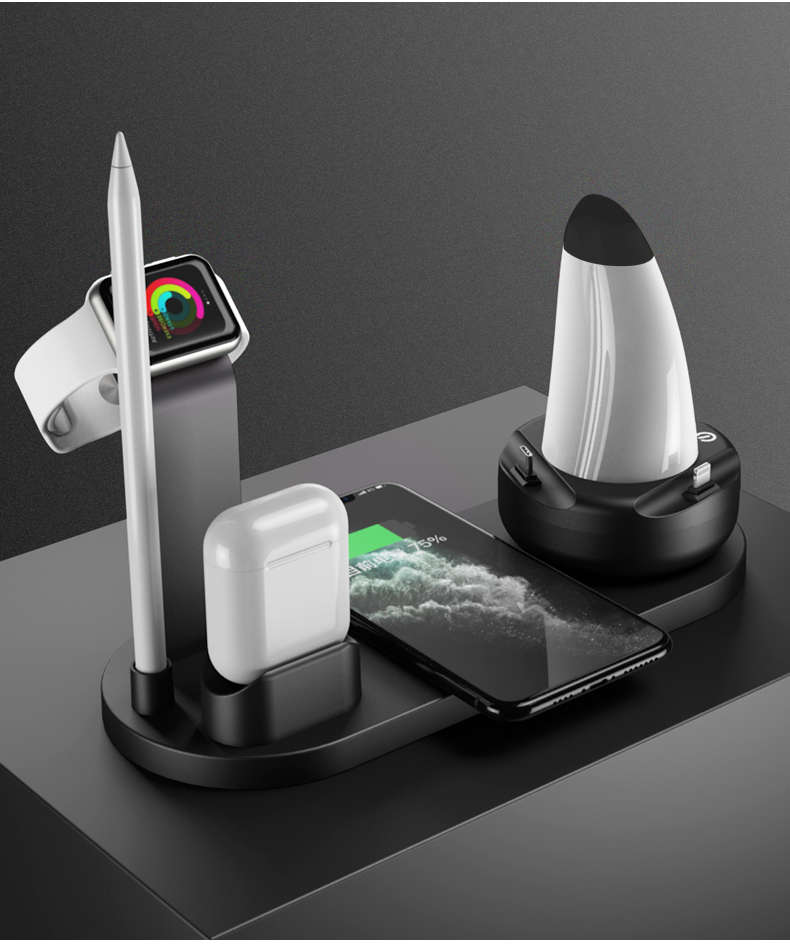 10W Qi Fast Wireless Charger Dock Station With LED Table Lamp