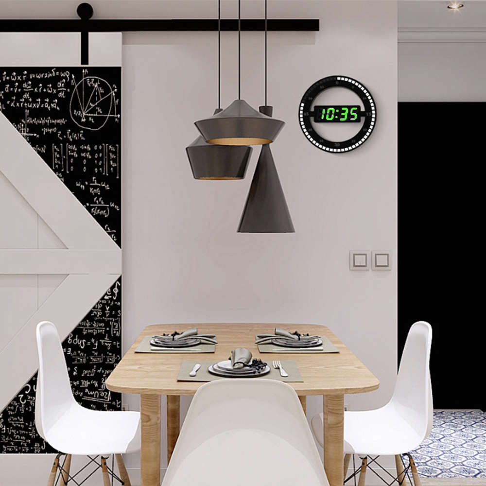 3D LED Digital Wall Clock Electronic Night Glow Round Wall Clock