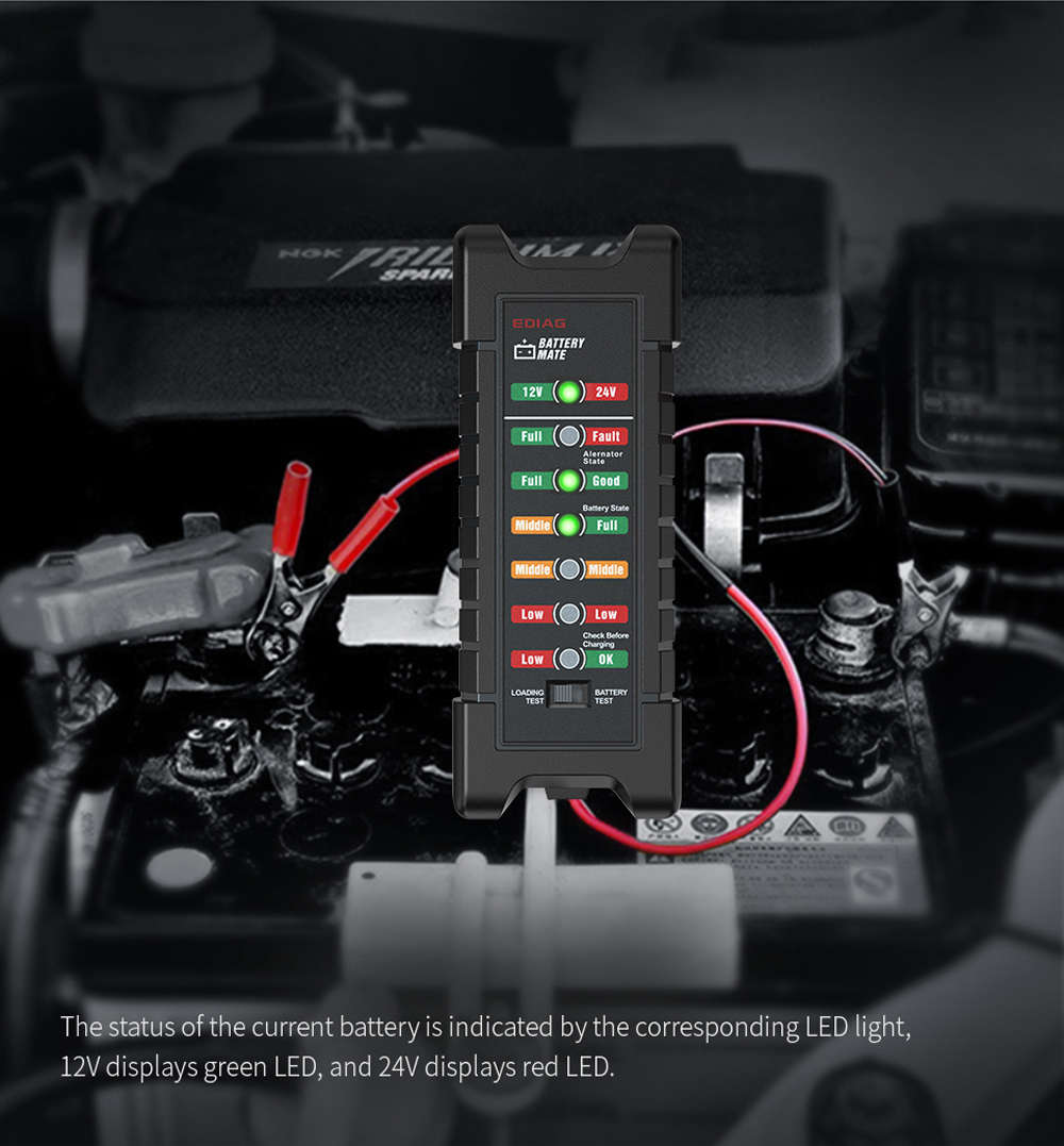 Mini 12V 24V Car Battery Tester Digital Test Tool