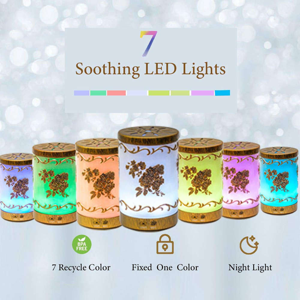 200ml Metal Flower Essential Oil Diffuser with 7 Color Changing Lights