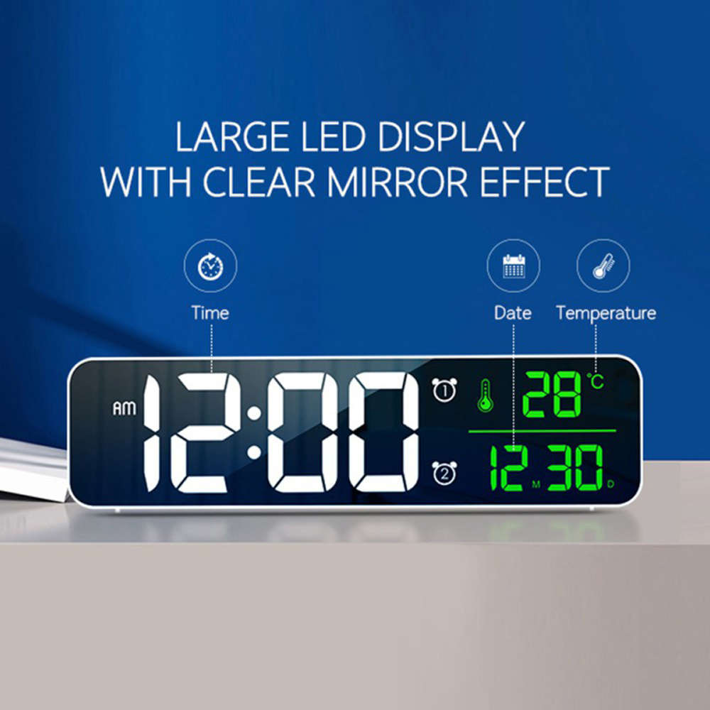 USB LED Temperature Date HD Display Electronic Desktop Alarm Clock