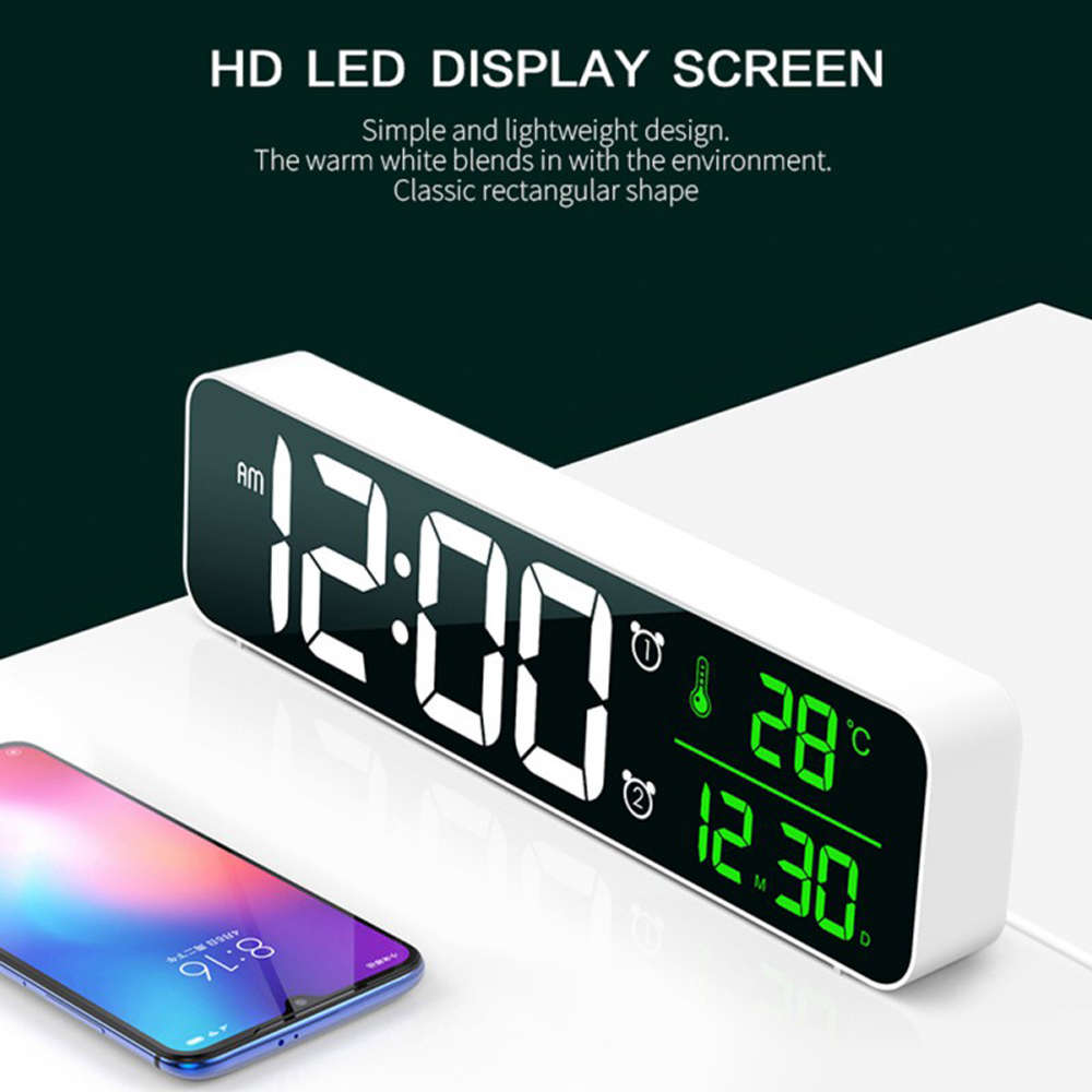 USB LED Temperature Date HD Display Electronic Desktop Alarm Clock