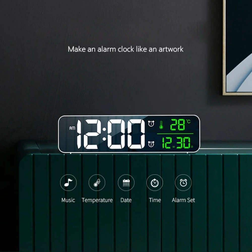 USB LED Temperature Date HD Display Electronic Desktop Alarm Clock