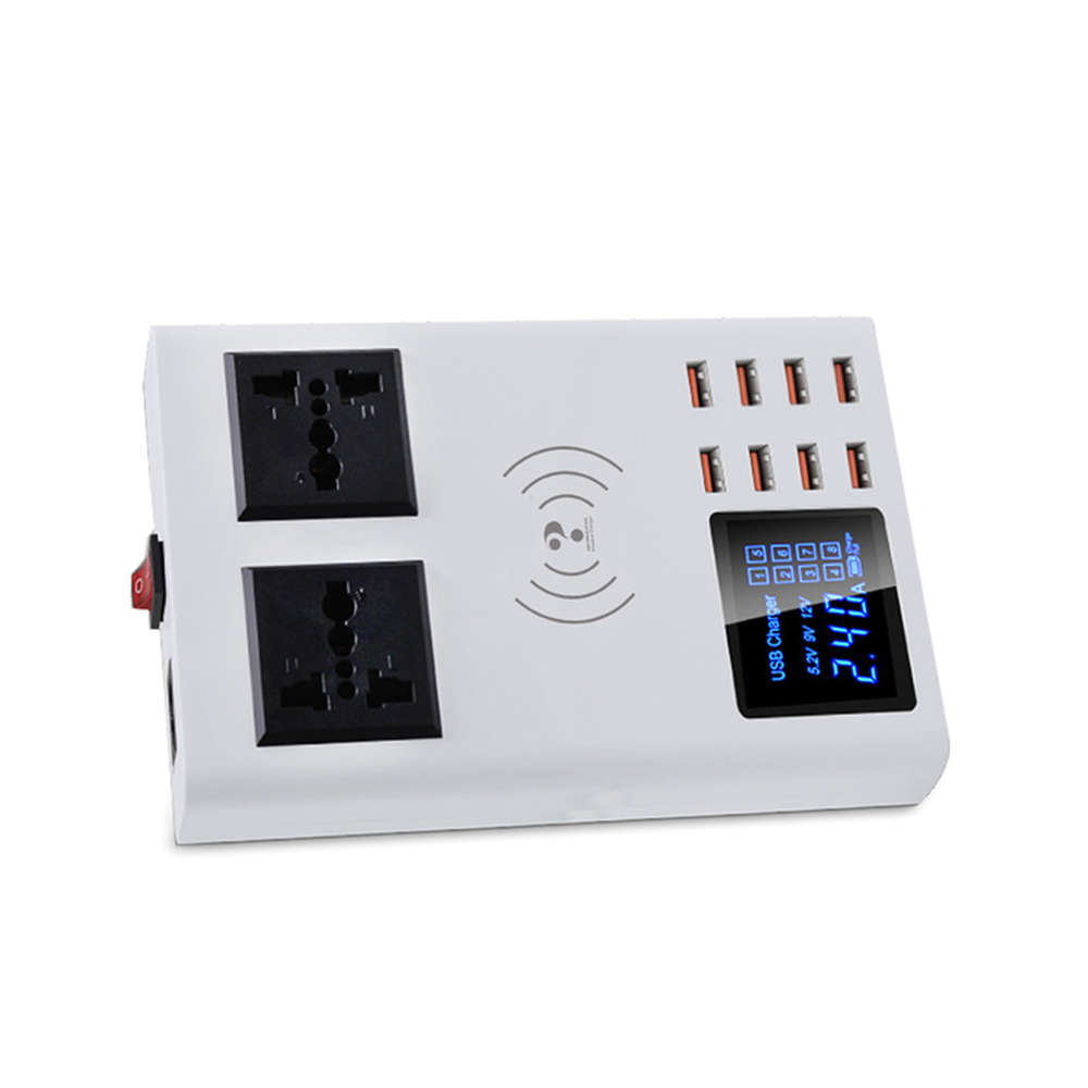 Smart 8 port USB Led Display Charger Fast Wireless Charging Station